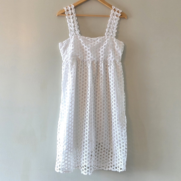 Line & Dot Raneal Dress Loop Laced Eyelet Lace White Back Zipper Size Medium - Picture 6 of 12